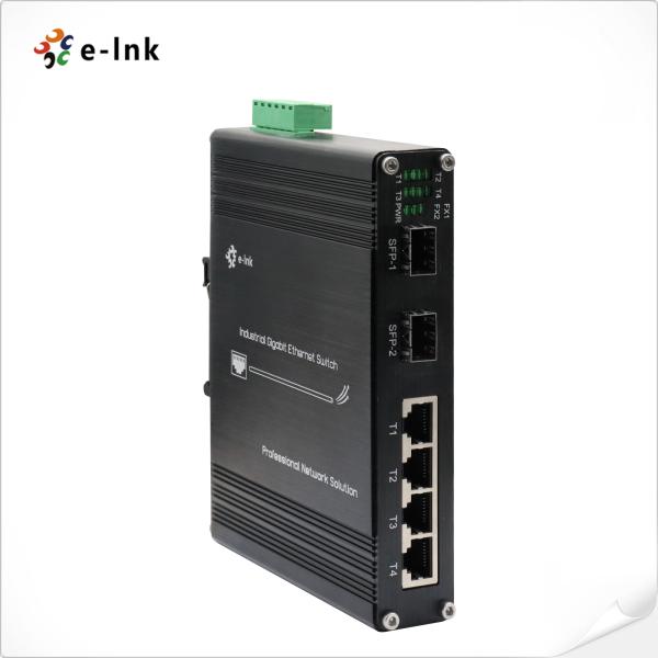 Commutateur PoE+ durci 4 ports PoE 2 fibres à large température Gigabit