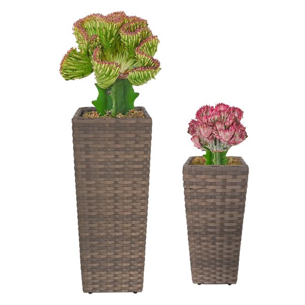 Outdoor Indoor Rattan Flower Pot Wicker Garden Planter Stand