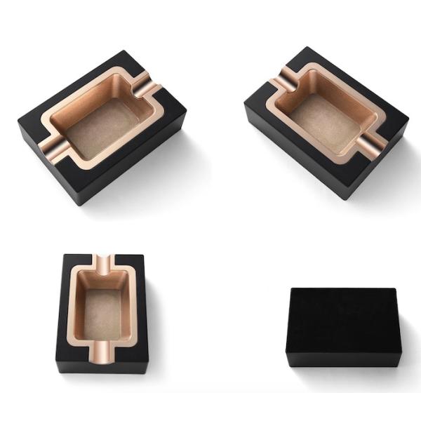 Ashtray сигареты кармана Ashtray прямоугольника плакировкой 12*8.5cm моды черный