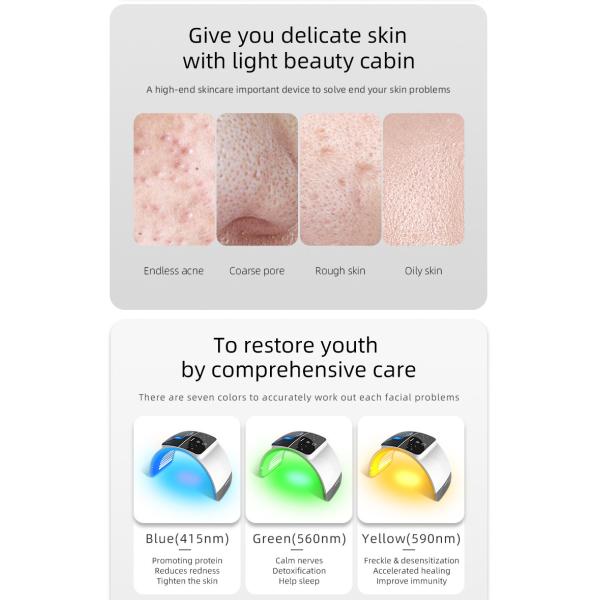 Salón de belleza PDT Máquina LED PDT de espectro múltiple Dispositivo de terapia de luz para el rejuvenecimiento de la piel