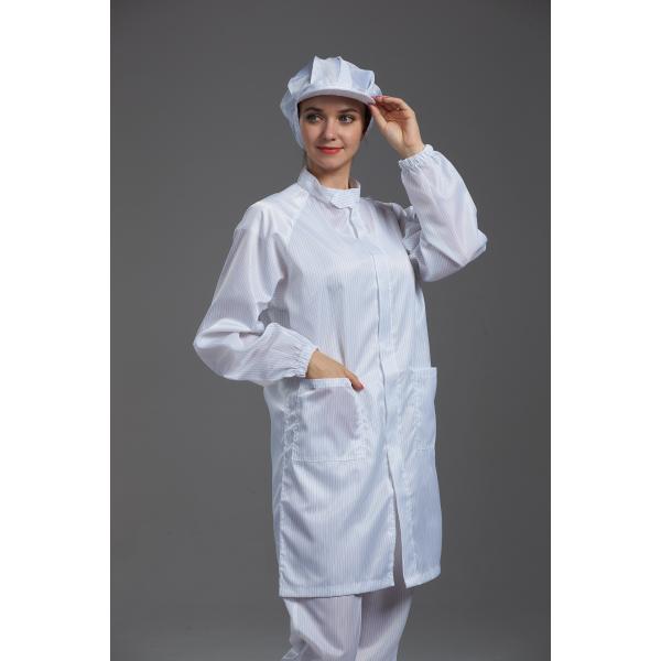Resuable Anti Static ESD cleanroom labcoat white color with conductive fiber suitable for hospital