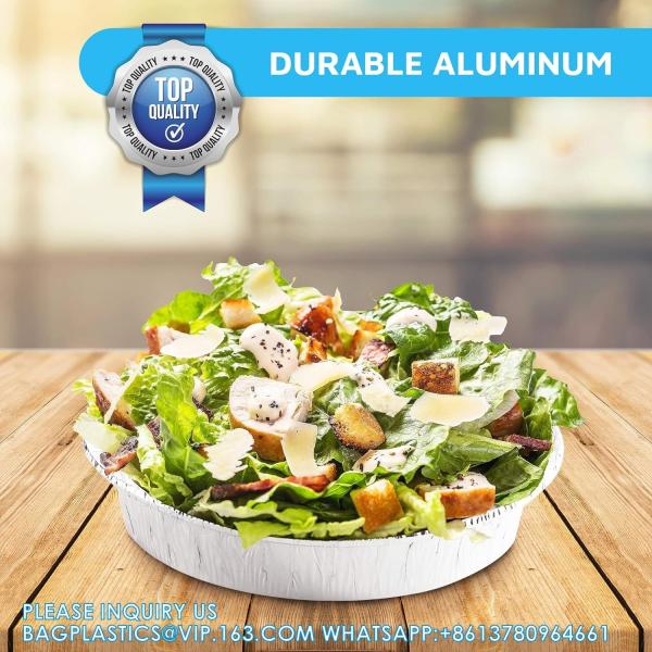 10'' Inch Round Tin Foil Pans Disposable Aluminum, Extra Deep Freezer & Oven Safe - For Baking, Cooking, Storage