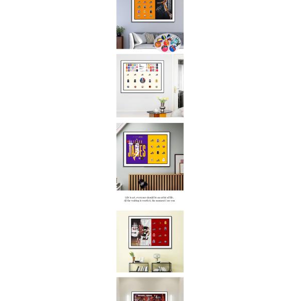 Custom Size Modern Design Star Decorative Wall Art for Living Room Bedroom Kids' Room-Jordan LeBron James Hanging Format-Club Basketball