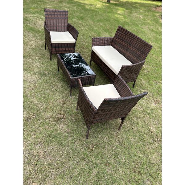 China Factory Wholesale Rattan Sofa Waterproof Design Indoor Outdoor Sofa Table Chair Dining Desk Ottoman Furniture Set