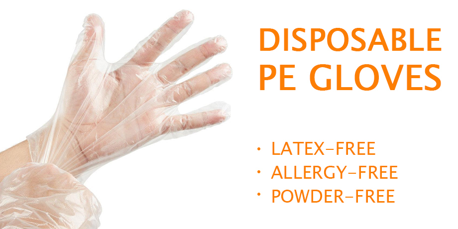 Ambidextrous High Density Polyethylene Gloves Kitchen Use Plastic Disposable Gloves