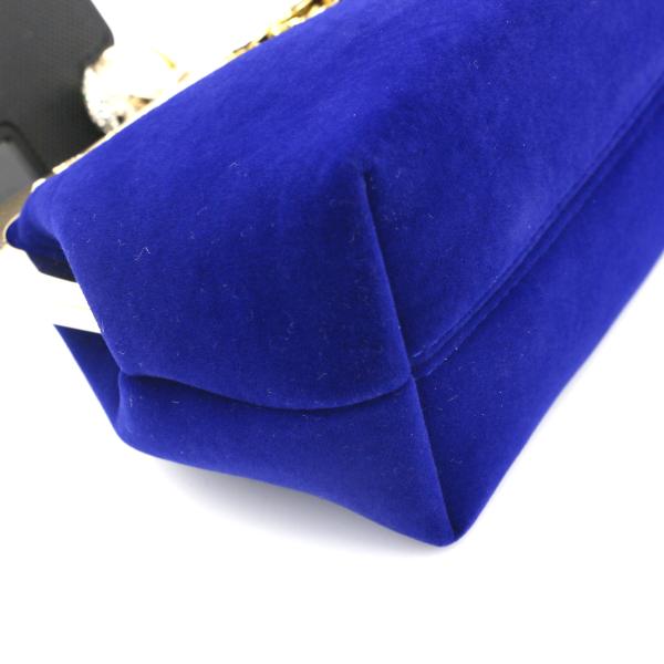 Blue Suede Evening Clutch Handbag Inlaid Crystal Diamond 23cm×12cm×10cm