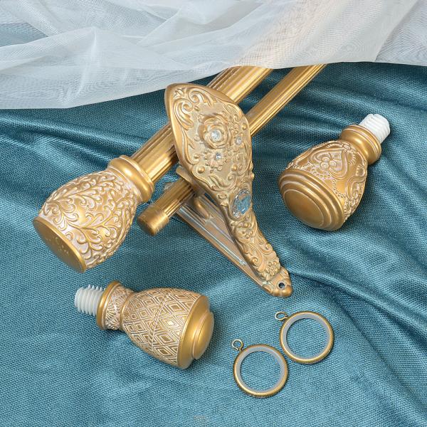Customized White Gold Colour Curtain Rod Kit 1-6M Aluminum Alloy Finials