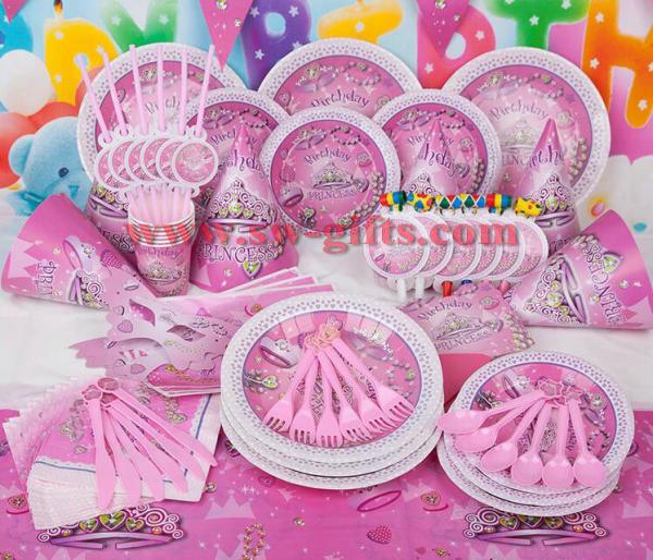 Fantasy girl theme kids disposable paper cups + plates party pack birthday Party Decoration Set party supplies