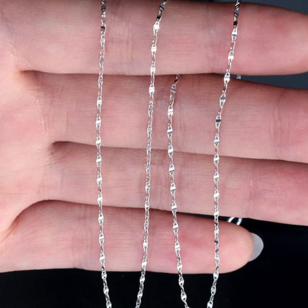 18K White Gold Twist Link Chain Necklace 18 inches for Women (NG019)