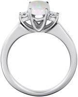 Anillo Laboratorio-creado oval del ópalo, azul y blanco de Sapphire Open Frame Twist Shank en Sterling Silver