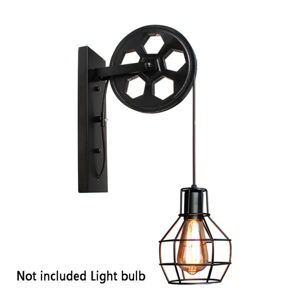 Corridor Living Room E27 Restaurant Rustic Iron Loft Cafe Pulley wall lamp (WH-VR-08）