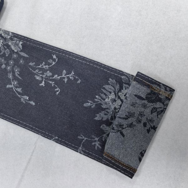 Special Flower Design Jacquard Denim Dark Blue 10.5oz 180 Full Width For Lady Jeans Or Jacket