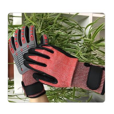 Red 13G HPPE Yarn TPR Impact Resistant Work Gloves For Automotive Industry