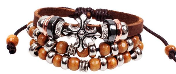 New fashion jewelry leather woven bracelet beaded jewelry bohemian retro bracelet