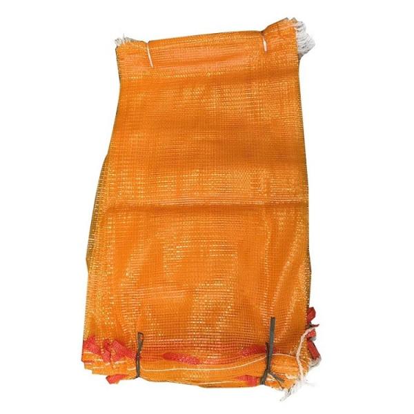 Durable Leno PP Woven Mesh Netting Bags Tubular Plastic Packaging Drawstring Orange
