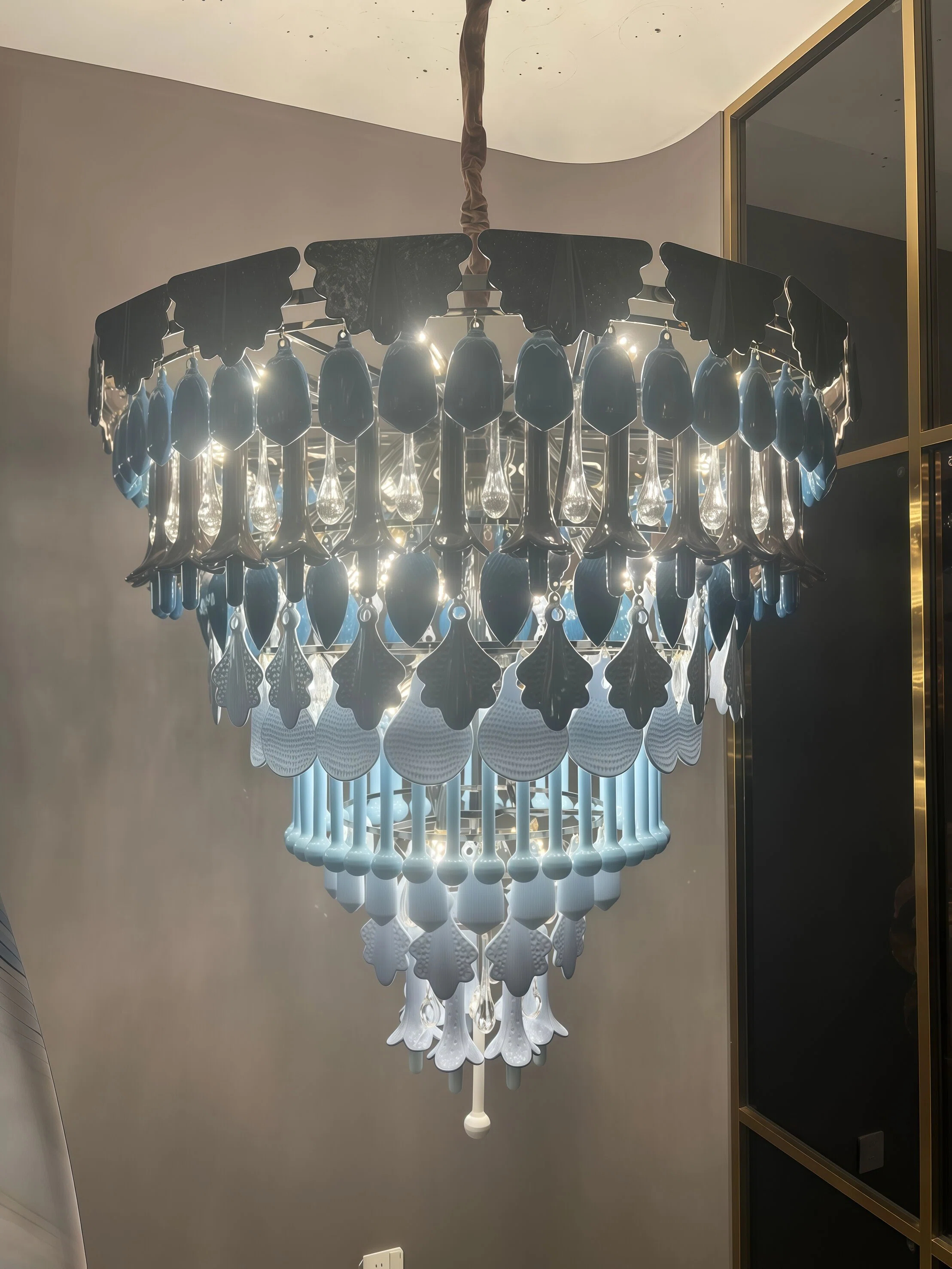 JYLIGHTING Luxury Tiered Multi‑Colored Ceramic Chandelier, Art‑Style Round Hanging Ceiling Lamp for Hospitality and Residential Interior Projects