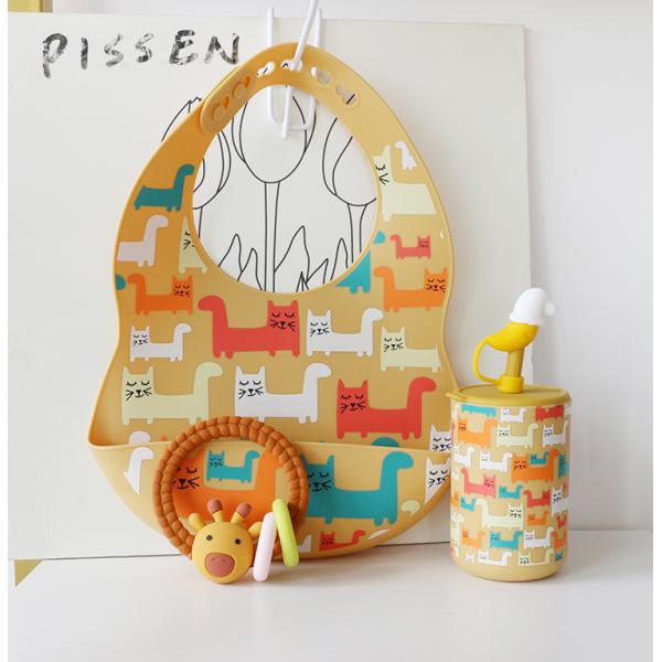 OEM легко чистить Силиконовый детский биб для 0-4 лет ребенка кормление печать Силиконовый биб чашки