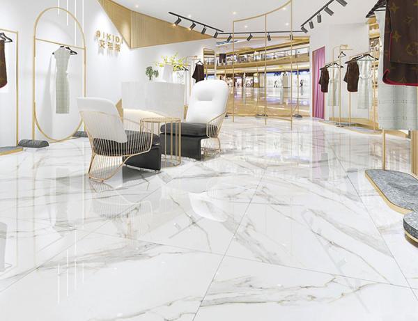 Calacatta White Marble Porcelain Floor Tiles 800x800mm Gold Lines