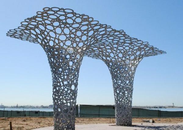 Escultura de aço inoxidável da paisagem urbana fora do revestimento de Matt da escultura da árvore do metal
