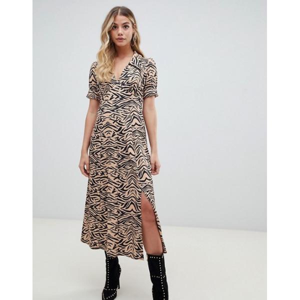 custom make short sleeve animal print midi tea dress in rib