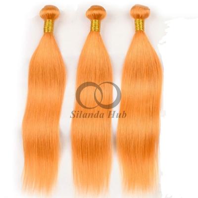 Orange Straight Remy Human Hair Bundles Sew In Weave Bundles Brazilian Bundle Deals