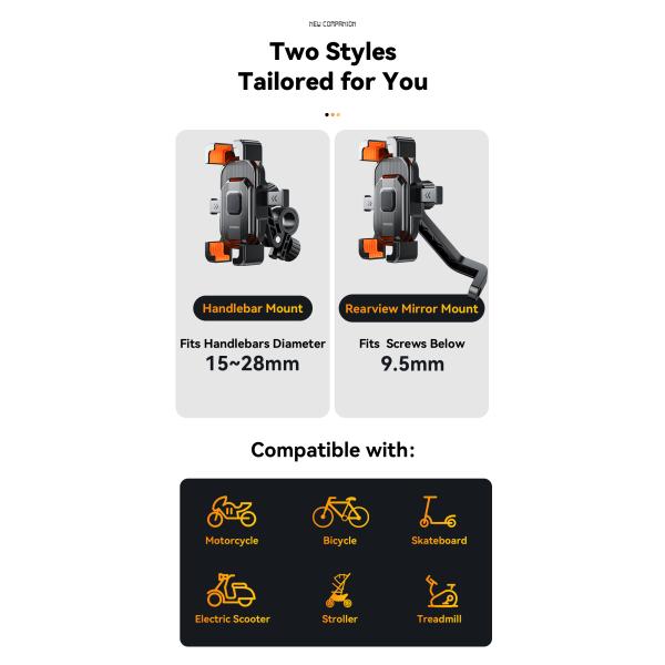 Motor de motocicleta Motor de motocicleta Porta móvil a prueba de golpes con un solo botón de bloqueo