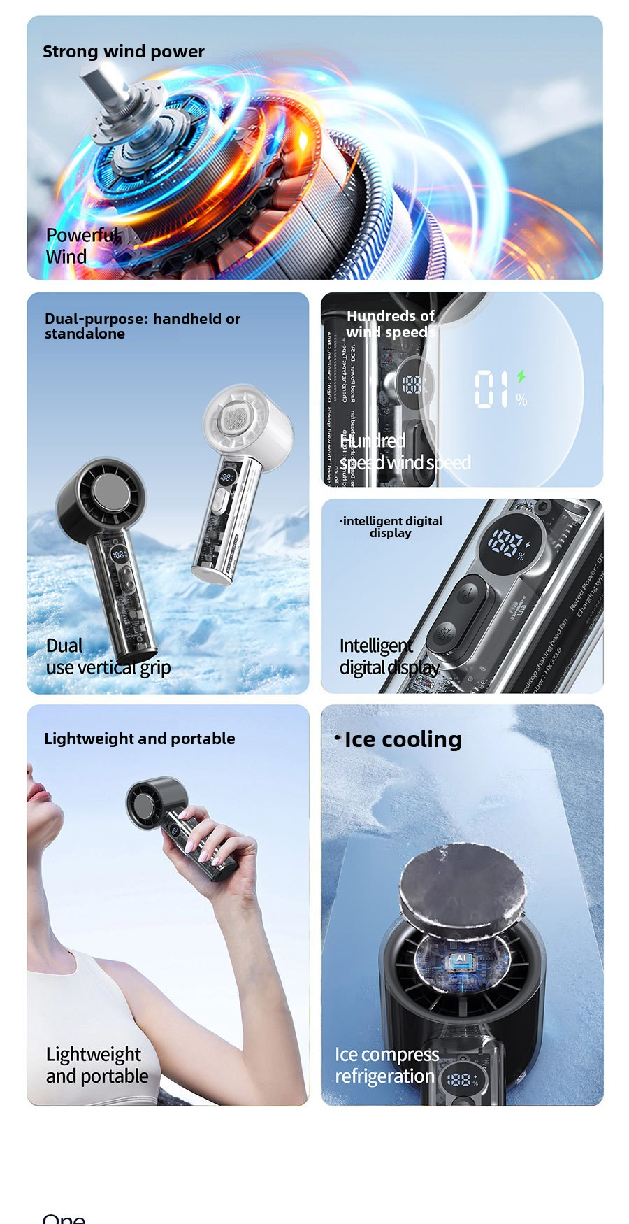 Customized 3000mAh Mini Battery Operated Fan Handheld Digital Display Personal Cooling