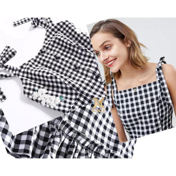 200 гр. Плотность настраиваемая черно-белая ткань из пластинки Твиль для дамского платья RZ18042