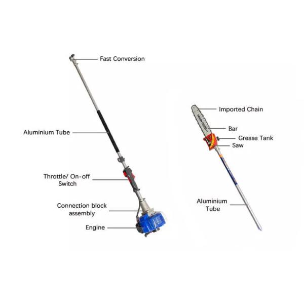 Триммер изгороди достигаемости цепной пилы 25.4cc поляка бензина длинный длинный