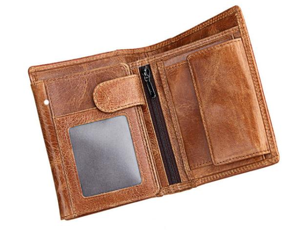 13x10.2cm 0.2kg Mens PU Leather Wallet RFID Blocking Genuine Leather ISO9001