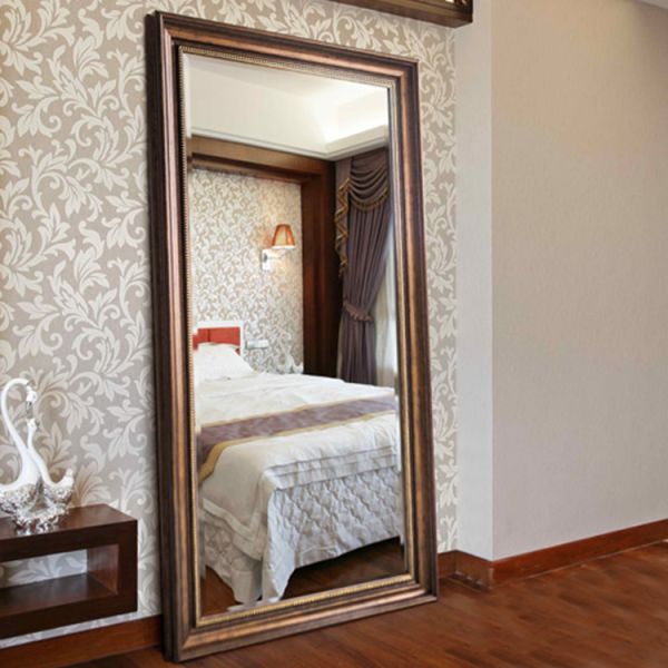 Luxury Golden PS Frame Baroque Style Floor Mirror Full Length For Entryway