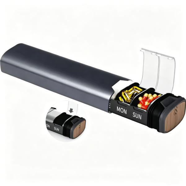 Metal Weekly Pill Organizer, Aluminum Daily Pill Box,7 Day Pill Case Travel Medicine Organizer,Pill Containers with Individual Lid for Vitamins,Pills, Supplement