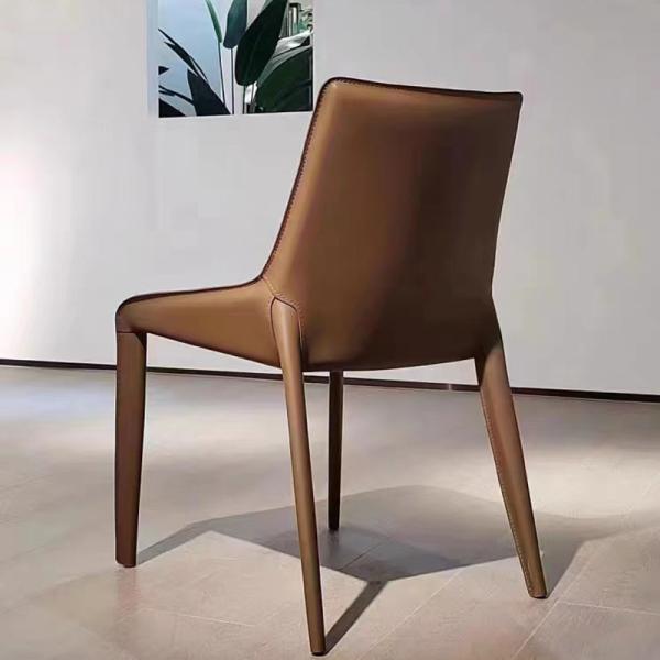 Parallel Bar Leather Metal Base Dining Chairs  Visually Striking