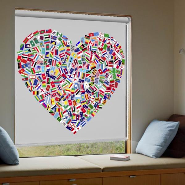 Love Heart 3D Printed Roller Blinds , Moisture Resistant Blackout Blinds