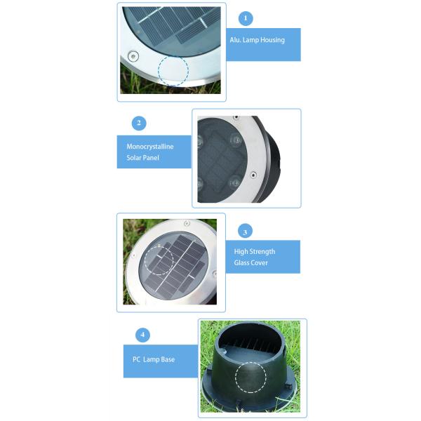 IP65 Outdoor Solar Powered LED Ground Lights Stainless Steel Body High Brightness