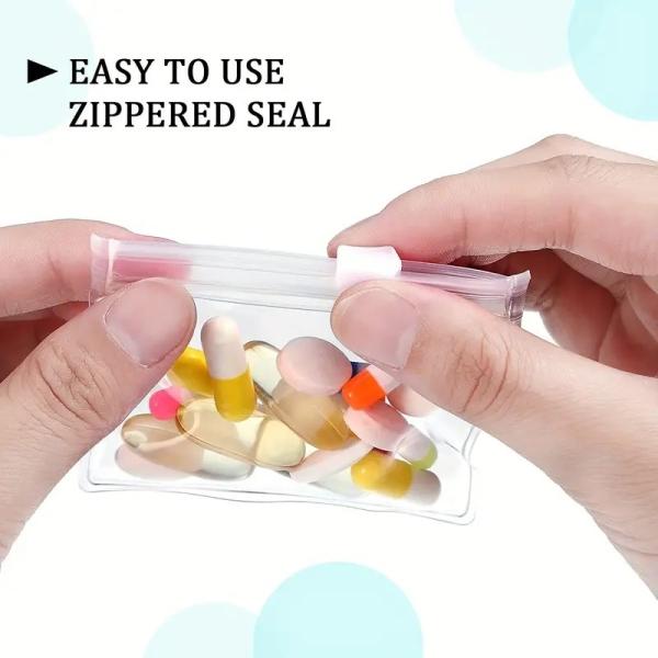5/10/20pcs Pill Pouch Bags Zippered Reusable Clear Self Sealing Travel Medicine Storage