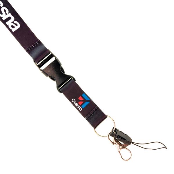 Black Polyester Personalized Neck Lanyards With Quick Release Buckle Metal Key Ring Corporate ID Holder