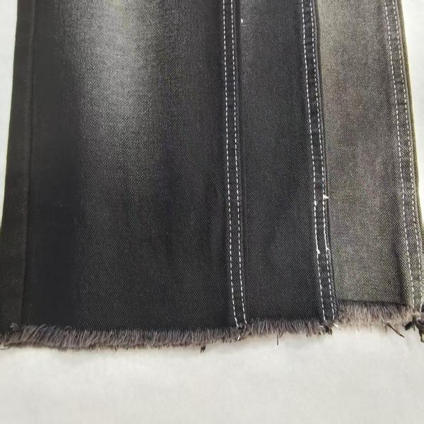 9.6 oz de algodón poliéster rayón negro/negro tejido denim con 10x10 construcción