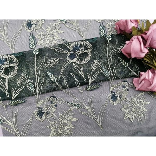 Вышитая ткань постельных принадлежностей шнурка цветка сада ткани сетки Тюль