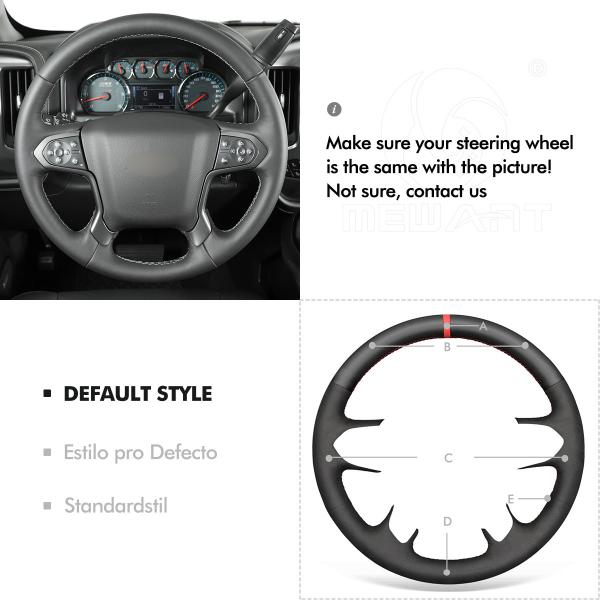 Hand Stitching Full Black Suede Leather Steering Wheel Cover for Chevrolet Silverado 1500 LD Suburban Tahoe 2014-2018