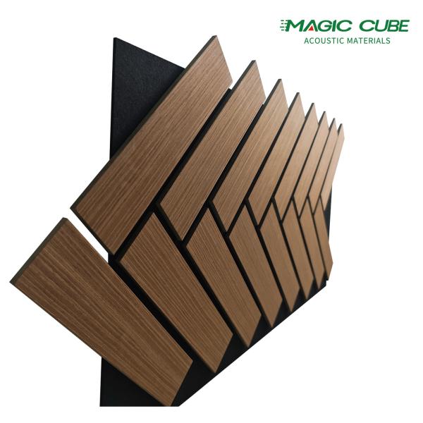Akupanel Walnut Wood Slat Acoustic Panels with PET-Fiber Soundproofing Board For Home