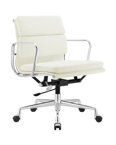Chromed Aluminum Frame Soft Pad Office Chair Executive Black Genuine Leather Swivel Lifting