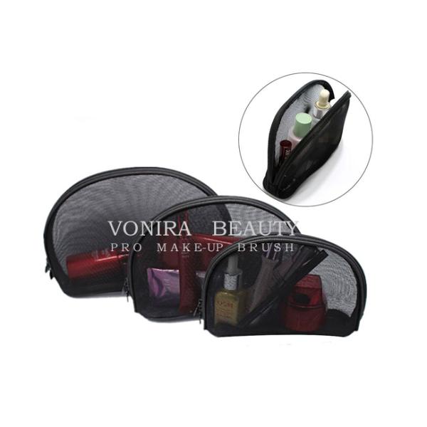 хранение гигиенической косметикаи сумки макияжа молнии сетки черноты моды женщин косметического случая перемещения 3Пкс