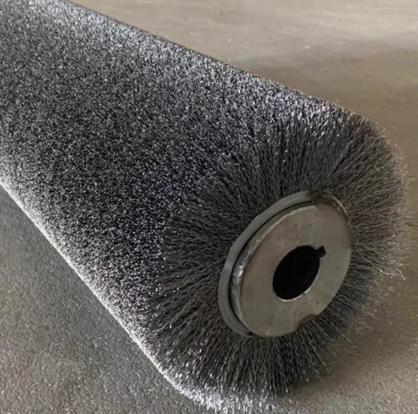 Crimped Industrial Cleaning Brush Roller Industrial Spiral Coil Roller Brush Steel Wire Roller Polishing Brush