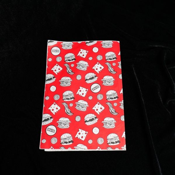 Wholesale custom printing logo eco-friendly biodegradable fried burger sandwich fried chicken greaseproof paper packaging