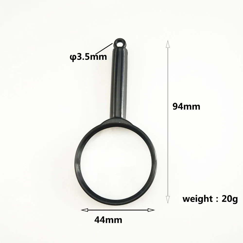 New 40mm Magnifier Plastic Handheld Straight Handle with Hanging Hole Magnifier Reading HD Optical Glass Magnifier
