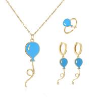 Émaillez le collier pendant Ring And Earring Set de ballon d'ensemble de bijoux de l'or 18K