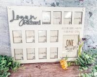 Bloc de naissance de bébé Pièce de référence Un an Photo mensuelle Cadre en bois Blocs d'âge du nouveau-né