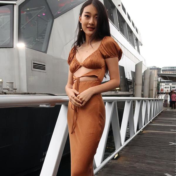 Short Sleeve Strappy Womens Party Maxi Dresses High Waist