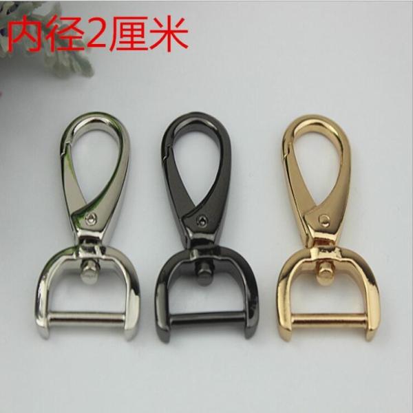 Durable nickel free 3 color zinc alloy metal 20 mm eye bolt d ring snap hook for handbag